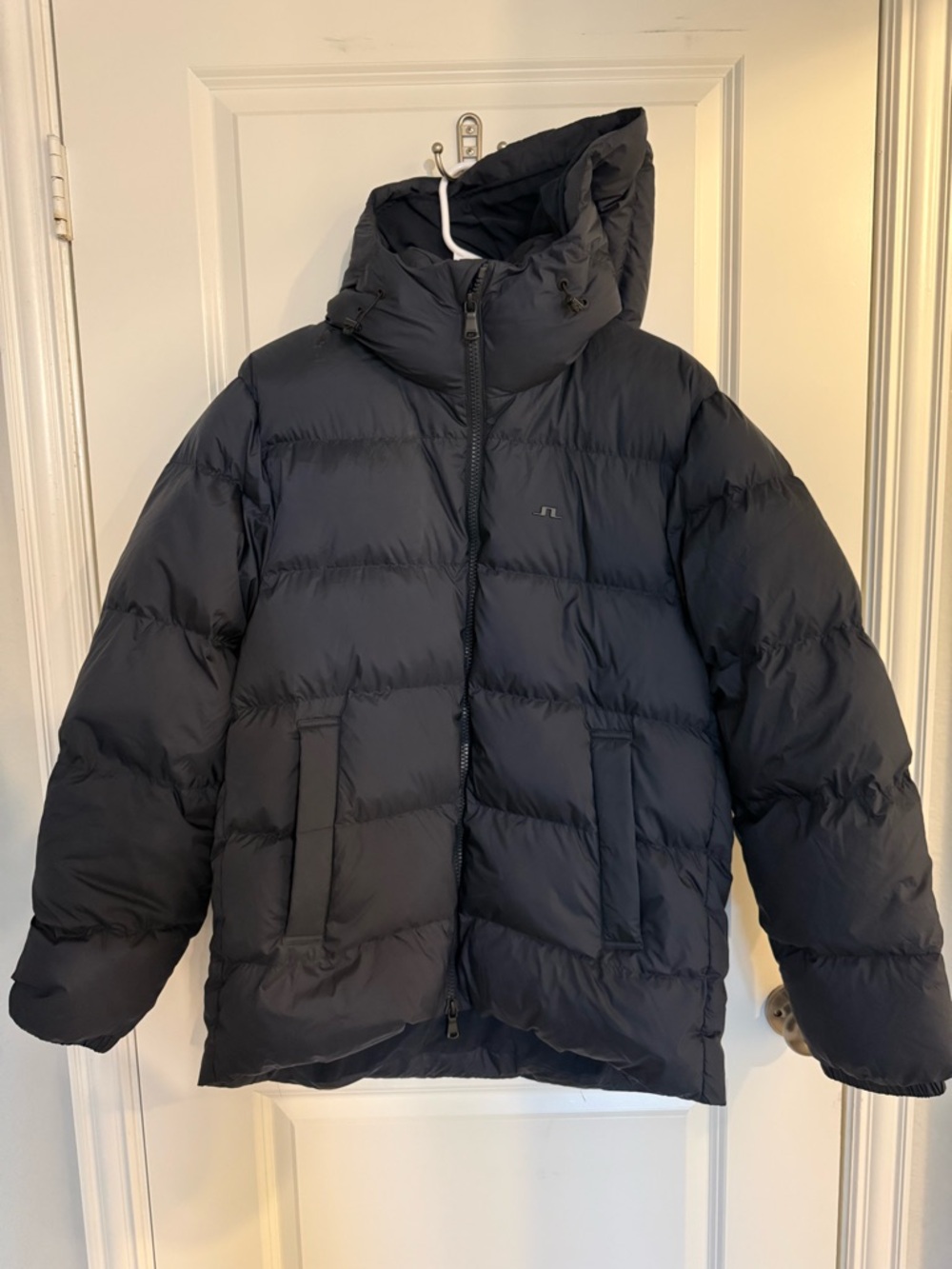 J.Lindeberg Luxury Navy Down Quilted Puffer Jacket with Hood